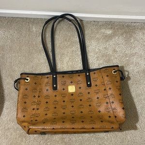 MCM Liz Reversible Visetos Cognac Shopper Project Tote Handbag